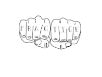 a drawing of a fist with the word practice written on it