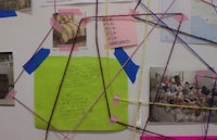 a bulletin board with a lot of sticky notes on it