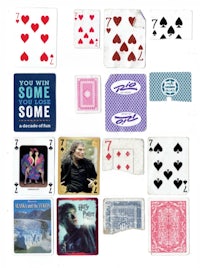 a collection of playing cards with hearts on them