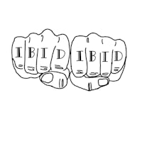 a drawing of a pair of fists with the word'bi' written on them