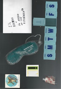 a piece of paper with various items on it