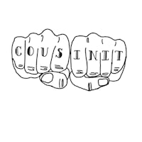 a drawing of a pair of fists with the word'cousin'