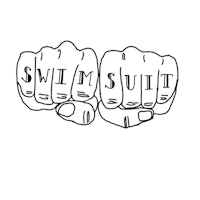 a drawing of a pair of fists with the word swim suit