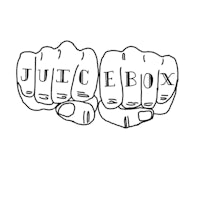 a drawing of two fists with the words juice box on them