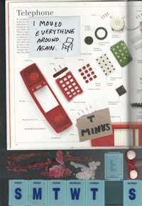 a book with a picture of a phone and other items