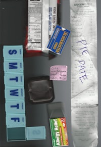 a piece of paper with various items on it