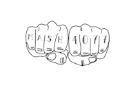 a drawing of a pair of fists with the word mash