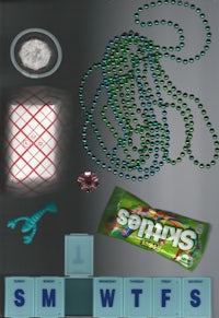 a game with beads, candy, and other items